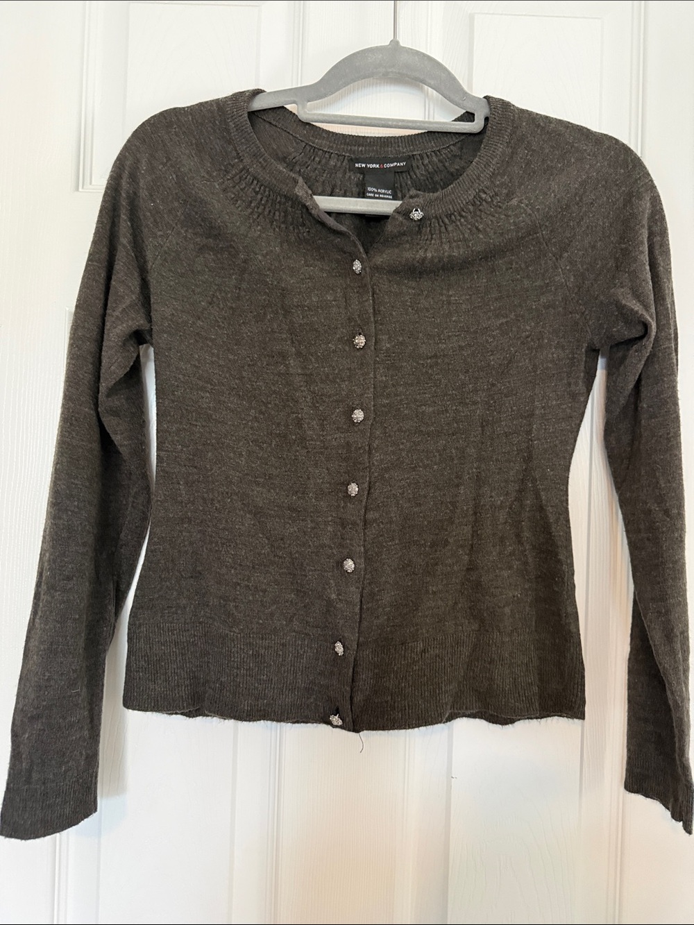New York & Company Charcoal Gray Button-Front Women's Cardigan